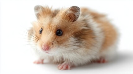 Cute hamster exploring a white background with curiosity and charm