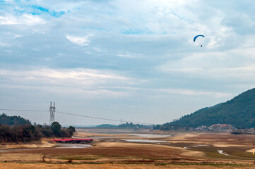 paraglider over the mountains