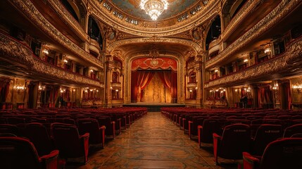 Obraz premium Grand Classical Theater Hall Featuring Luxurious Gold Detailing