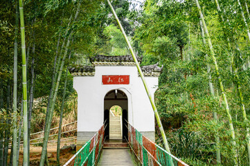 old wooden bridge over river