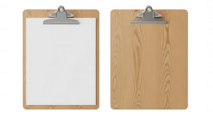 Wooden clipboards with paper isolated on a transparent background