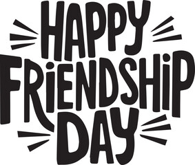 Happy friendship day text playful black typography 