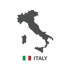 Italy map flag illustration on white background