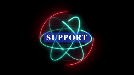 A futuristic SUPPORT holographic earth illuminating next-gen networks, collaboration, and Innovation. Glowing holographic planet earth digital network. technology and global connection background. - Powered by Adobe