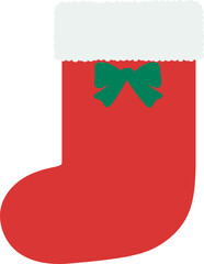 Red Christmas Stocking with Ribbon Pattern and Fur Trim
