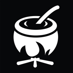 Witch cauldron on fire Halloween vector illustration