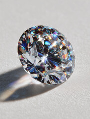 Ultra-realistic round brilliant-cut diamond shines with vibrant colors