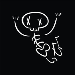 Skeleton ghost doodle Halloween vector illustration