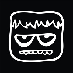 Frankenstein monster doodle Halloween vector illustration