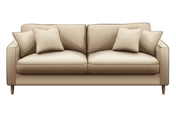 Fototapeta premium Comfortable modern sofa with soft cushions ready to enhance the living room space in a stylish home interior