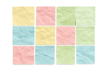 Pastel Crumpled Sticky Notes Collage Banner, HD Transparent Background, Realistic Shadows