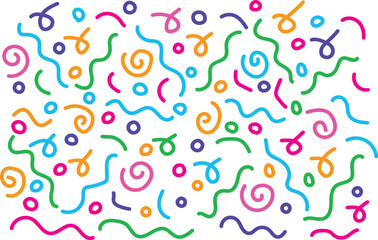 Colorful Squiggle Pastel Seamless Pattern - Cute Doodle Background for Spring Celebration