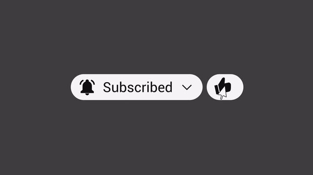 Button Subscribe Like and notification bell animation transparent background. Motion Graphics for social media.