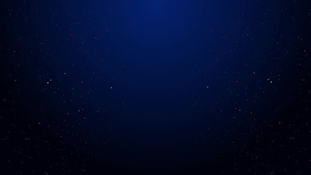 Animation of glowing particles floating above a deep dark blue background for a video bumper intro