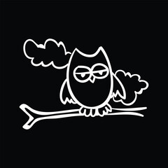 Halloween owl on branch vector illustration