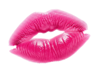 Bright Pink Lipstick Lip Kiss Mark Print Isolated PNG Cutout Transparent