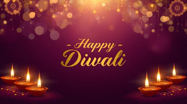 happy diwali red background with candles - Powered by Adobe