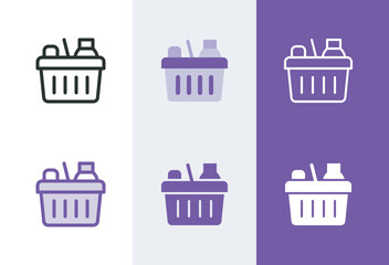 Grocery store icon. Full supermarket basket symbol in 4 styles - solid, outline, flat, duotone.