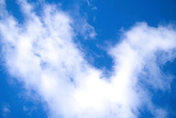 Bright Blue Sky with Fluffy White Clouds on a Sunny Day.