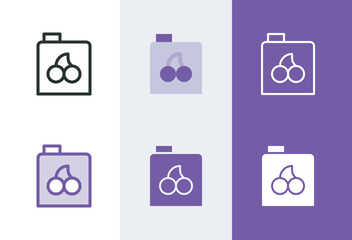 Cherry juice icon. Juice carton box symbol in 4 styles - solid, outline, flat, duotone.