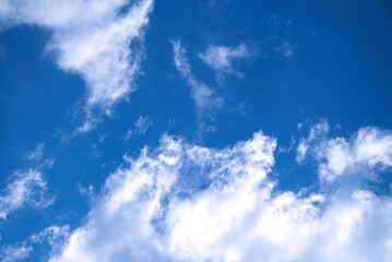 Vast Blue Sky with Wispy White Clouds on a Sunny Day.