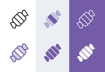 Wrapped candy icon. Sweets symbol in 4 styles - solid, outline, flat, duotone.