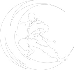 Minimalist Martial Arts Line Art Vector Illustration