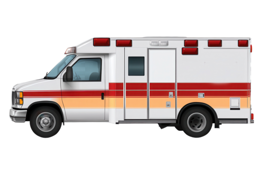 Emergency medical service ambulance isolated on transparent background ready for emergency response and medical assistance