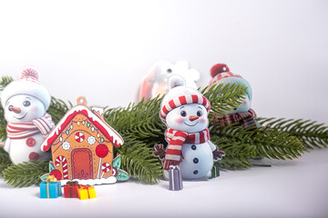 Christmas landscape with gifts and snow. Merry christmas and happy new year . Christmas celebration holiday background