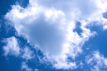 Bright Blue Sky with Fluffy White Clouds on a Sunny Day.
