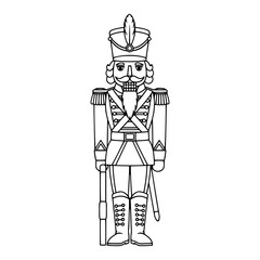 Vector nutcracker soldier — classic Christmas wooden toy figure outline illustration