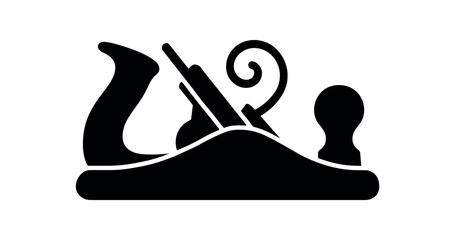 wood smoothing plane flat black solid vector illustration isolated on white background