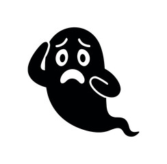 Obraz premium worried spirit flat black solid vector illustration isolated on white background