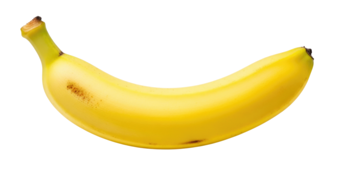 Single Ripe Yellow Banana Fruit Isolated PNG Cutout Transparent Background