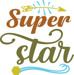 Super star text with arrow and starburst design