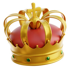Regal gold crown with emeralds signifies power and luxury