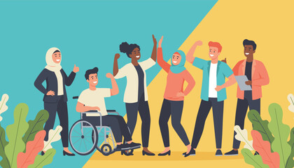 Diverse inclusive team celebrating unity and empowerment Multicultural representation