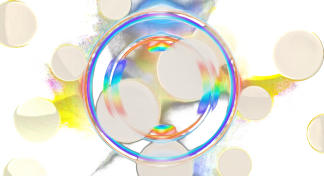 optical lens diffraction ring, rainbow light reflection, dark background, cinematic bokeh effect, minimal futuristic optical abstraction, photorealistic D rendering, holographic glow clean PNG