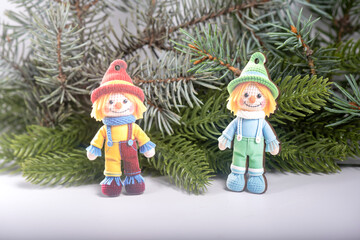 Christmas landscape with gifts and snow. Merry christmas and happy new year . Christmas celebration holiday background