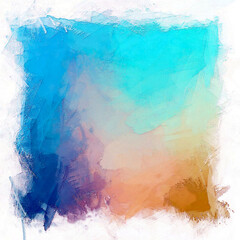 blue, orange, purple, beige to sea blue blended abstract tick brush stroke effect blended shadow illustration of a colorful background in gradient grunge style