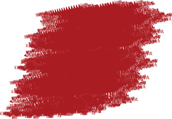 A red textured brush stroke or paint smear isolated on a white background with jagged edges and texture