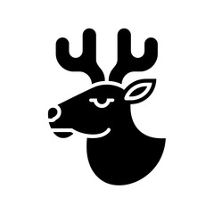 Fototapeta premium A black reindeer head silhouette vector illustration for christmas and winter holiday graphic design use