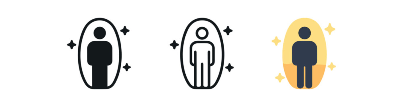 aura field glow icon on white background Black silhouette flat icon outline icon and colored icon style three minimal vector icon style