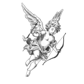 Cupid illustration scribble isolated on white background