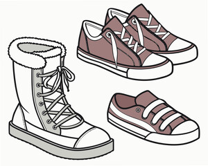 Selection of sneakers and boots