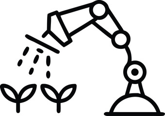 Eco Farming AI Robot Line Art Icon