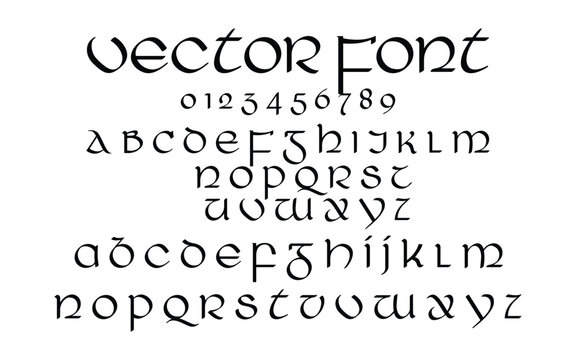 Elegant Fantasy Script Font Vector Set &ndash; Elvish or Fairy Tale Typography