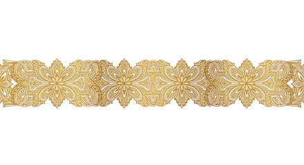 Decorative Floral Border Design in Gold Color, Ornate Pattern