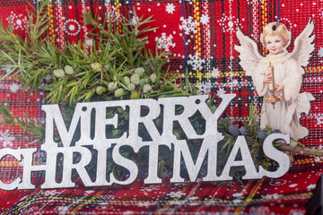 Christmas landscape with gifts and snow. Merry christmas and happy new year . Christmas celebration holiday background