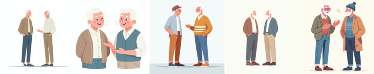 Obraz premium vector of two grandfather talking and tolerating each other